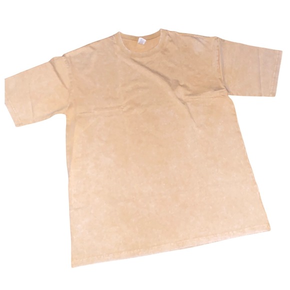 Basic Unisex Clothing Other - Men's Blank Tan Beige Drop Shoulder T-Shirt Acid Wash 100% Cotton Tee XL Basic